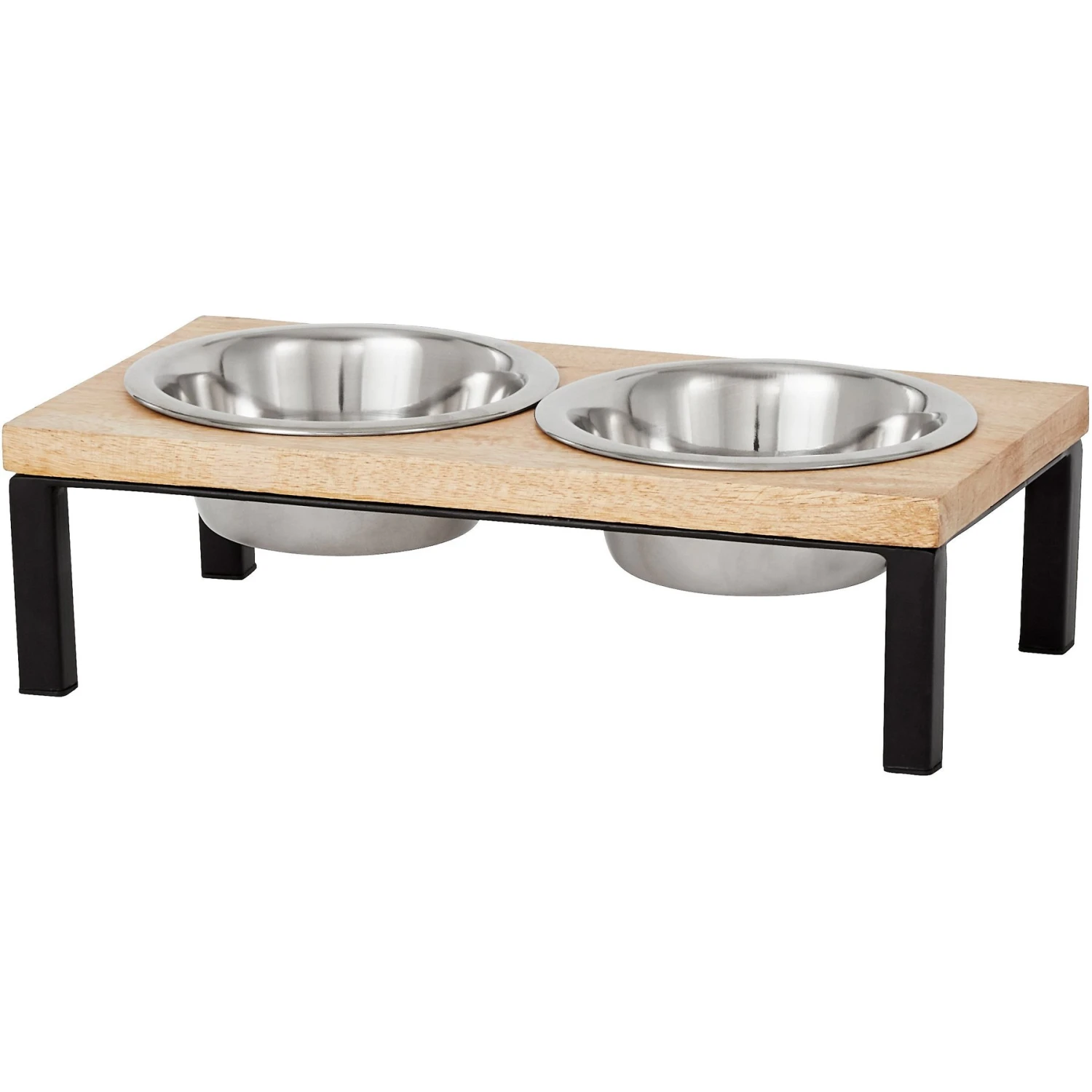 Frisco Wood Elevated Stainless Steel Double Diner Dog & Cat Bowl 4 Frisco Wood Elevated Stainless Steel Double Diner Dog & Cat Bowl - Image 2