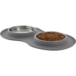 Frisco Double Stainless Steel Pet Bowl With Silicone Mat 12 Frisco Double Stainless Steel Pet Bowl With Silicone Mat -Chewy 215986 PT2. AC SS1800 V1591020064