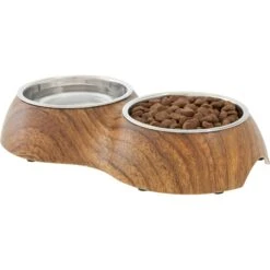 Frisco Double Stainless Steel Bowl, Wood Design -Chewy 216068 PT2. AC SS1800 V1591021015
