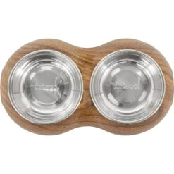Frisco Double Stainless Steel Bowl, Wood Design -Chewy 216068 PT3. AC SS1800 V1591021035