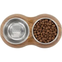 Frisco Double Stainless Steel Bowl, Wood Design -Chewy 216068 PT4. AC SS1800 V1591021017