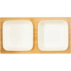 Frisco Square Melamine Dog & Cat Bowl Set With Bamboo Stand -Chewy 232076 PT2. AC SS1800 V1605110607