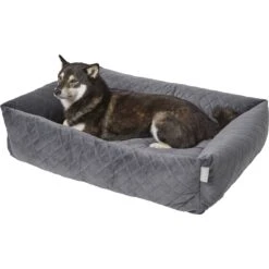 Frisco Velvet Rectangular Bolster Cat & Dog Bed -Chewy 232181 PT2. AC SS1800 V1600351586
