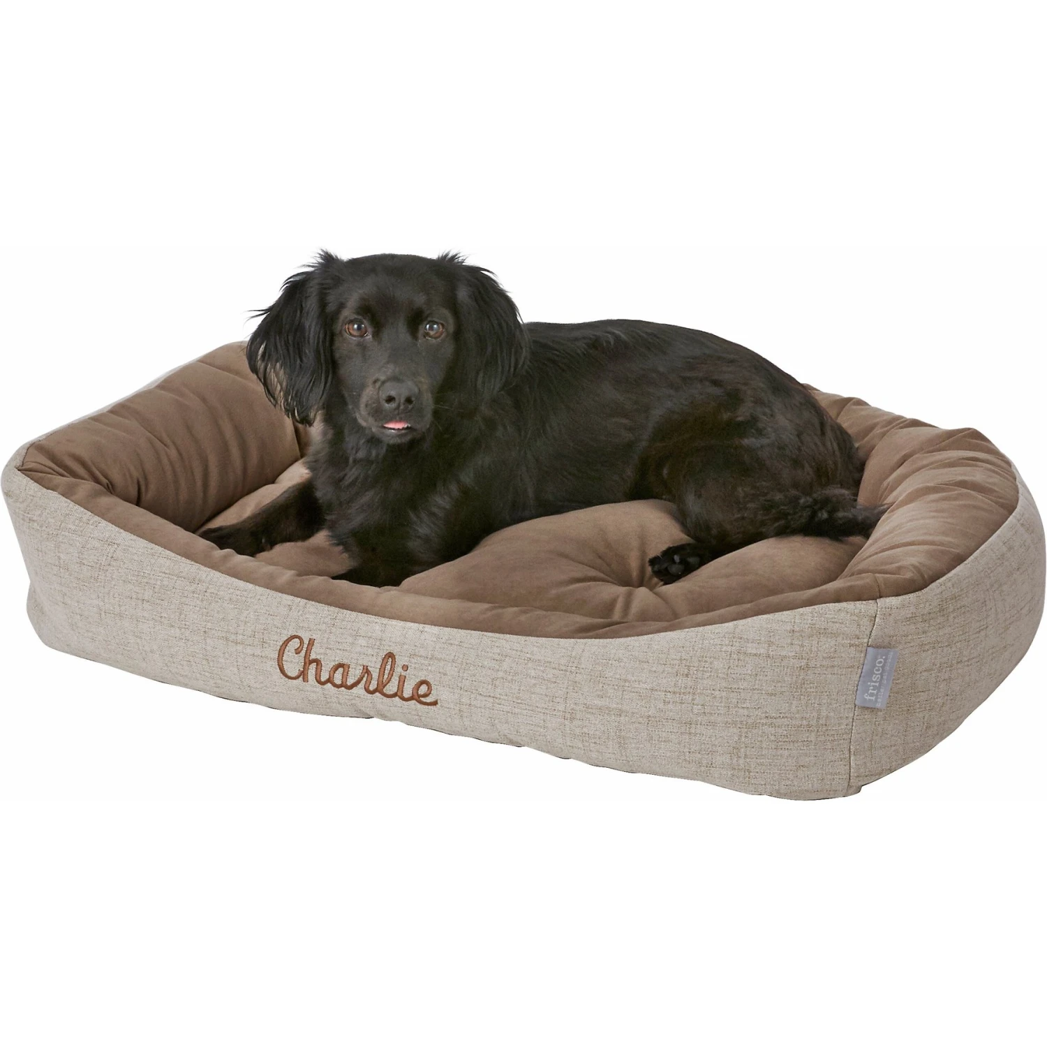 Frisco Rectangular Personalized Bolster Dog Bed W/Removable Cover, Beige, Large 4 Frisco Rectangular Personalized Bolster Dog Bed W/Removable Cover, Beige, Large - Image 2