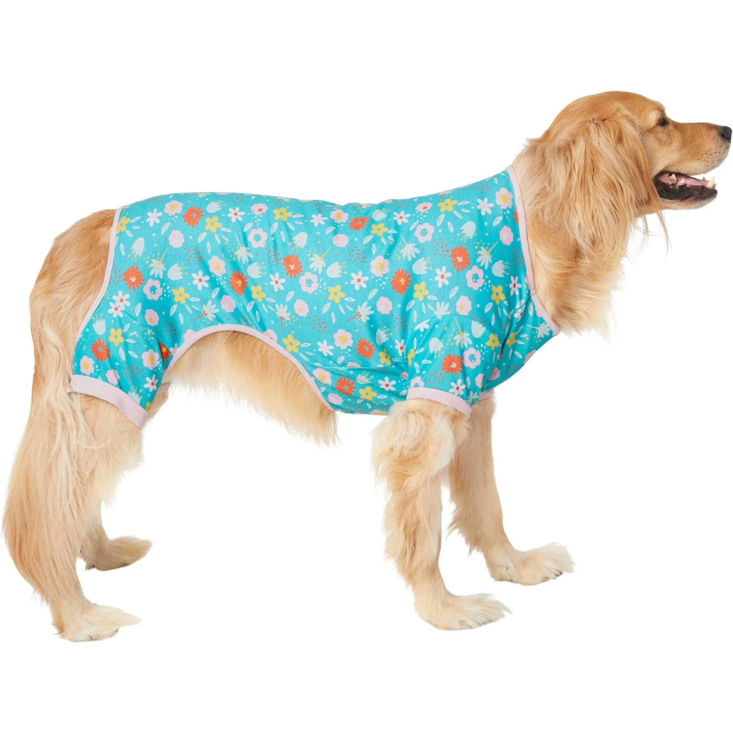Frisco Teal Floral Dog & Cat Jersey PJs 5 Frisco Teal Floral Dog & Cat Jersey PJs - Image 3