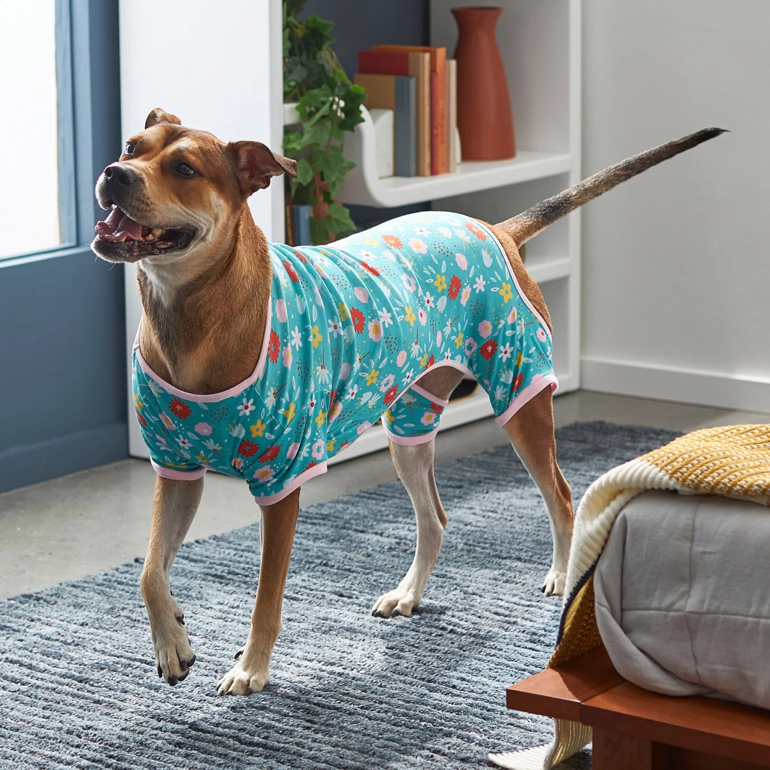 Frisco Teal Floral Dog & Cat Jersey PJs 9 Frisco Teal Floral Dog & Cat Jersey PJs - Image 7