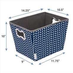 Frisco Rectangle Collapsible Pet Toy Storage Bin, Navy Herringbone -Chewy 250574 PT2. AC SS1800 V1613772984
