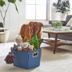 Frisco Rectangle Collapsible Pet Toy Storage Bin, Navy Herringbone -Chewy 250574 PT3. AC SS1800 V1615572218