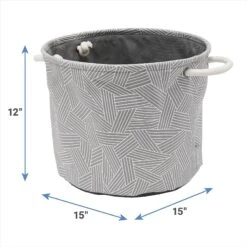 Frisco Round Collapsible Pet Toy Storage Bin, Gray Basket Weave -Chewy 250585 PT2. AC SS1800 V1613774793