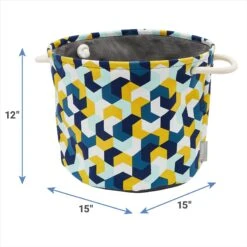 Frisco Round Collapsible Pet Toy Storage Bin, Yellow Geometric -Chewy 250587 PT2. AC SS1800 V1613774811