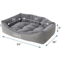 Frisco Rectangular Personalized Bolster Dog Bed W/Removable Cover, Dark Gray, X-Large 12 Frisco Rectangular Personalized Bolster Dog Bed W/Removable Cover, Dark Gray, X-Large -Chewy 252611 PT2. AC SS1800 V1605134826