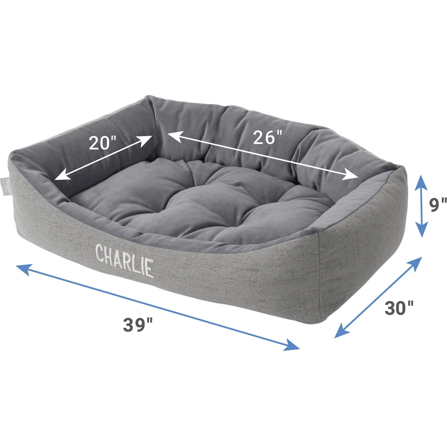 Frisco Rectangular Personalized Bolster Dog Bed W/Removable Cover, Dark Gray, X-Large 5 Frisco Rectangular Personalized Bolster Dog Bed W/Removable Cover, Dark Gray, X-Large - Image 3
