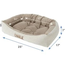 Frisco Rectangular Personalized Bolster Dog Bed W/Removable Cover, Beige, Medium -Chewy 252613 PT2. AC SS1800 V1605142360