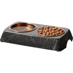 Frisco Copper Stainless Steel Double Dog & Cat Bowls With Black Marble Stand -Chewy 253058 PT3. AC SS1800 V1616593931
