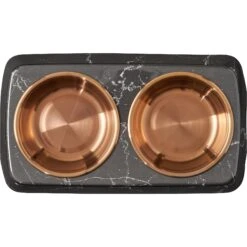 Frisco Copper Stainless Steel Double Dog & Cat Bowls With Black Marble Stand -Chewy 253058 PT4. AC SS1800 V1616595761