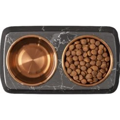 Frisco Copper Stainless Steel Double Dog & Cat Bowls With Black Marble Stand -Chewy 253058 PT5. AC SS1800 V1616595394