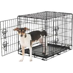 Frisco Fold & Carry Double Door Collapsible Wire Dog Crate & Frisco Gray Basket Weave Dog Crate Mat -Chewy 255477 PT2. AC SS1800 V1604096794