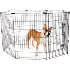 Frisco Heavy Duty Fold & Carry Double Door Collapsible Wire Dog Crate & Frisco Wire Dog & Small Pet Exercise Pen With Step-Through Door -Chewy 255537 PT4. AC SS1800 V1603646503