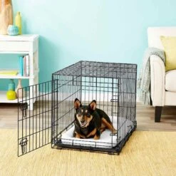 Frisco Heavy Duty Fold & Carry Single Door Collapsible Wire Dog Crate & Frisco Quilted Dog Crate Mat -Chewy 255551 PT2. AC SS1800 V1604096511