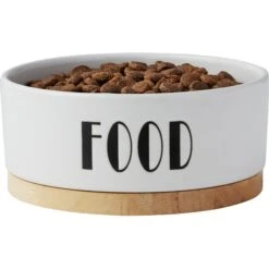 Frisco Ceramic Food Dog & Cat Bowl With Wood Base -Chewy 256043 PT4. AC SS1800 V1615311744