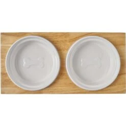 Frisco Ceramic Dog & Cat Double Diner With Elevated Wood Stand 12 Frisco Ceramic Dog & Cat Double Diner With Elevated Wood Stand -Chewy 256052 PT5. AC SS1800 V1615313559