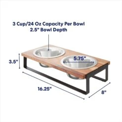 Frisco Wood Elevated Non-Skid Stainless Steel Double Diner Dog & Cat Bowl -Chewy 257143 PT1. AC SS1800 V1692728307