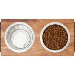 Frisco Wood Elevated Non-Skid Stainless Steel Double Diner Dog & Cat Bowl -Chewy 257143 PT2. AC SS1800 V1615310833