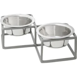 Frisco Elevated Diamond Stainless Steel Double Diner Dog & Cat Bowl -Chewy 257147 PT2. AC SS1800 V1612365678