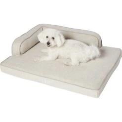 Frisco Faux Linen Corner Personalized Bolster Dog Bed W/Removable Cover -Chewy 262158 PT2. AC SS1800 V1615568495
