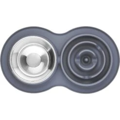 Frisco Silicone Stainless Steel Double Diner Slow Feeder Dog & Cat Bowl, Grey, 3 Cup -Chewy 277549 PT4. AC SS1800 V1627935299