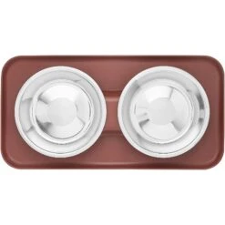 Frisco Silicone Stainless Steel Double Diner Dog & Cat Bowl, Brown 13 Frisco Silicone Stainless Steel Double Diner Dog & Cat Bowl, Brown -Chewy 277551 PT4. AC SS1800 V1627935079