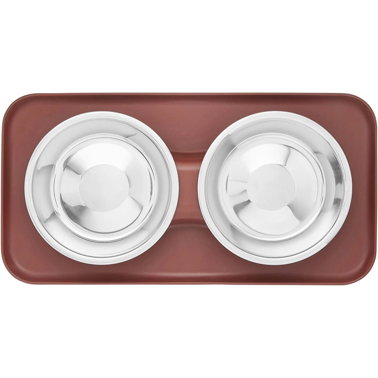 Frisco Silicone Stainless Steel Double Diner Dog & Cat Bowl, Brown 7 Frisco Silicone Stainless Steel Double Diner Dog & Cat Bowl, Brown - Image 5