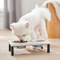 Frisco Marble Elevated Stainless Steel Double Diner Dog & Cat Bowls 10 Frisco Marble Elevated Stainless Steel Double Diner Dog & Cat Bowls -Chewy 277559 PT2. AC SS1800 V1630346721