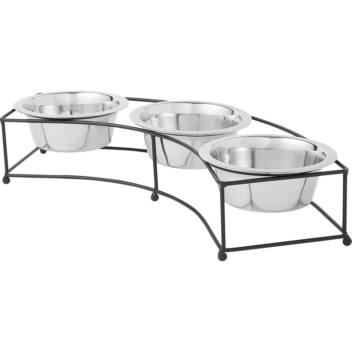 Frisco Multi Pet Feeding 3-Bowls Curved Stainless Steel Dog & Cat Bowl 3 Frisco Multi Pet Feeding 3-Bowls Curved Stainless Steel Dog & Cat Bowl