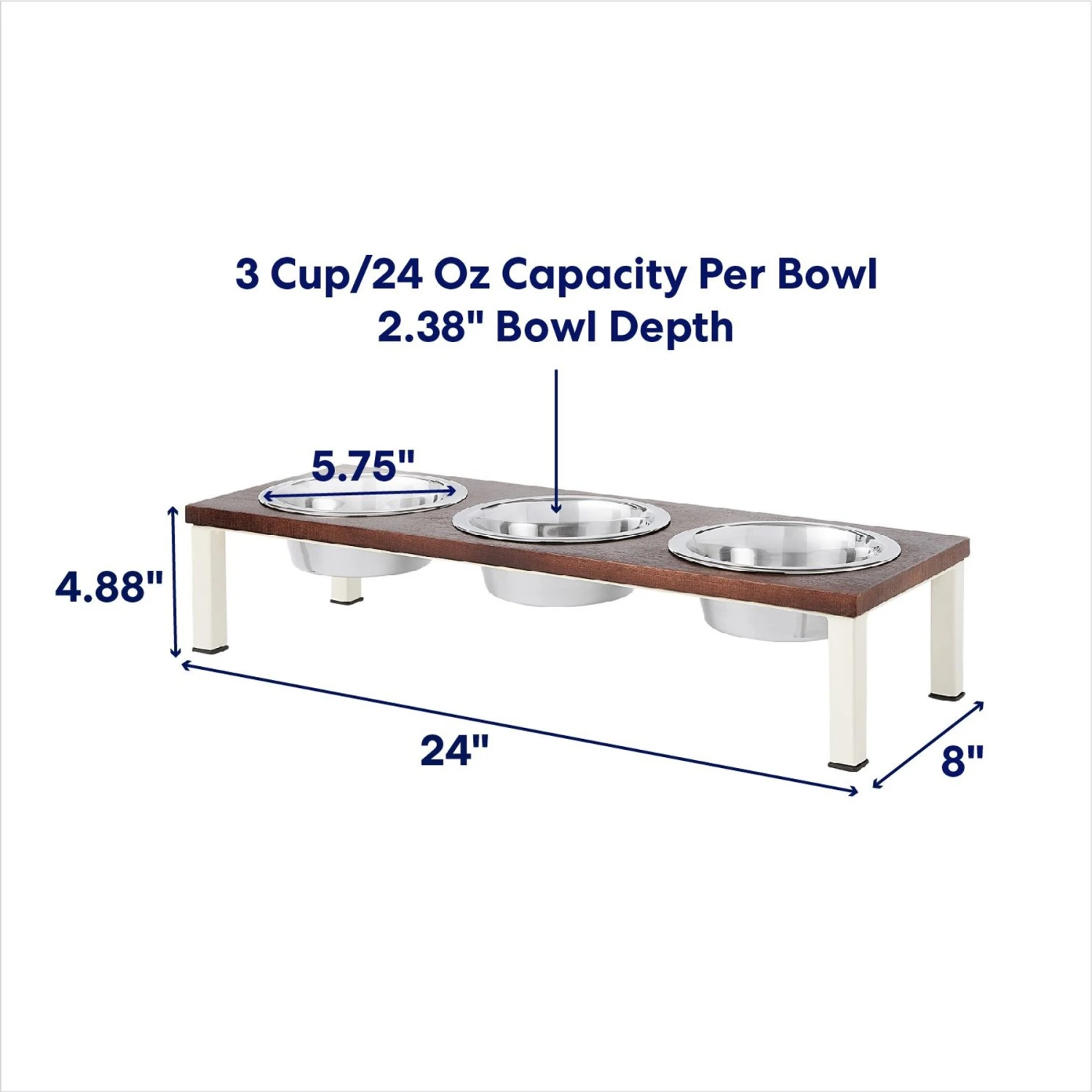 Frisco Multi Pet Feeding 3-Bowls Wood Stainless Steel Dog & Cat Bowl, Dark Wooden 4 Frisco Multi Pet Feeding 3-Bowls Wood Stainless Steel Dog & Cat Bowl, Dark Wooden - Image 2