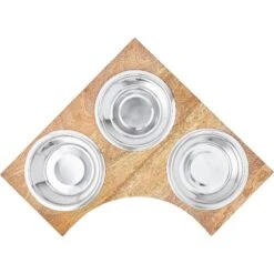 Frisco Multi Pet Feeding Corner Wood 3-Bowls Stainless Steel Dog & Cat Bowl -Chewy 277573 PT4. AC SS1800 V1627935017