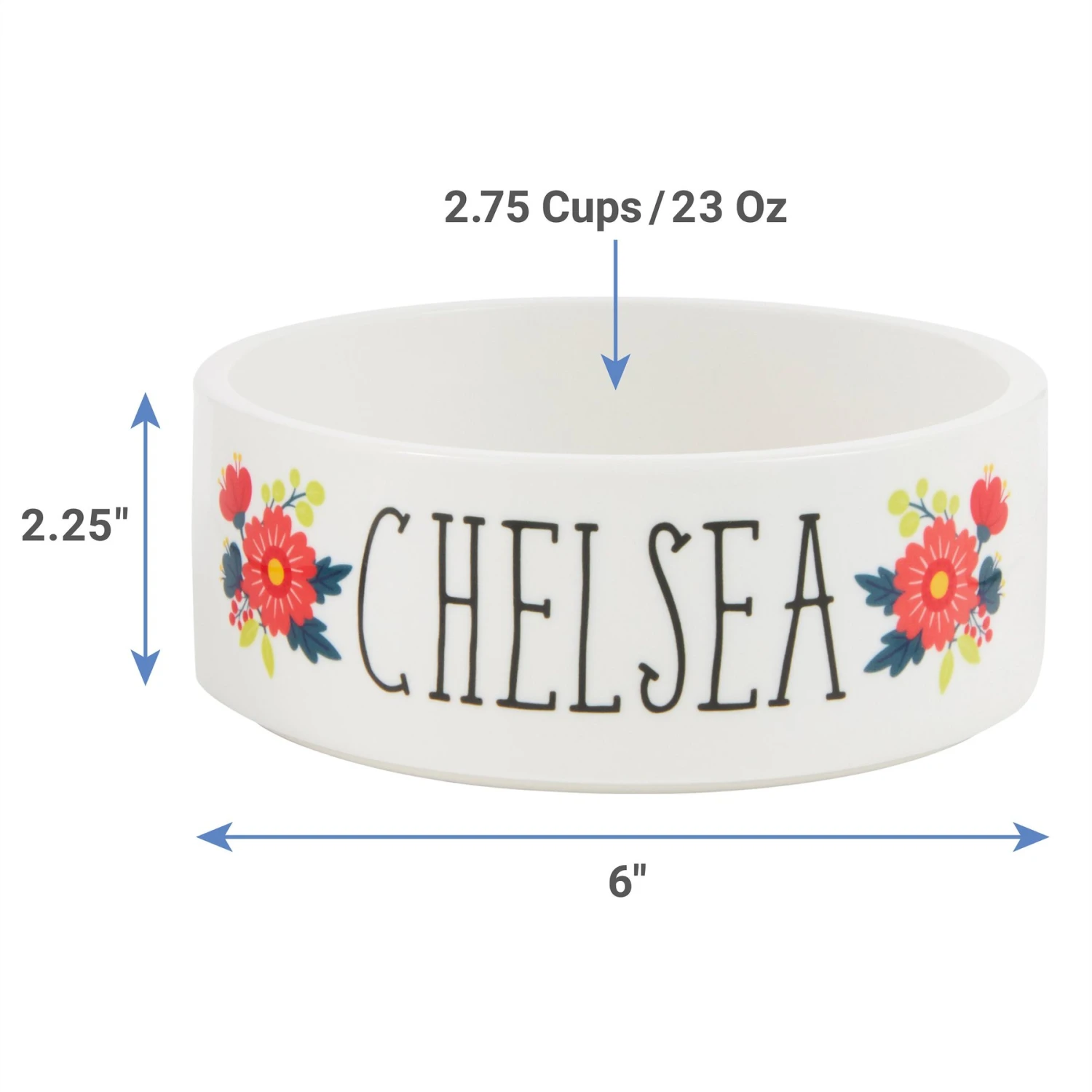 Frisco Flower Ceramic Personalized Dog Bowl 4 Frisco Flower Ceramic Personalized Dog Bowl - Image 2