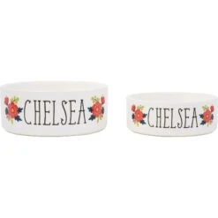 Frisco Flower Ceramic Personalized Dog Bowl 14 Frisco Flower Ceramic Personalized Dog Bowl -Chewy 286985 PT5. AC SS1800 V1625860262