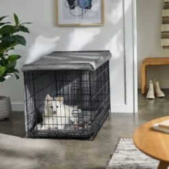 Frisco Faux Linen Dog Crate Cover -Chewy 289630 PT5. AC SS1800 V1644249178