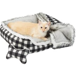 Frisco Buffalo Check Cuddler Pet Bed & Gift Set, Black & White -Chewy 299397 PT2. AC SS1800 V1639093612