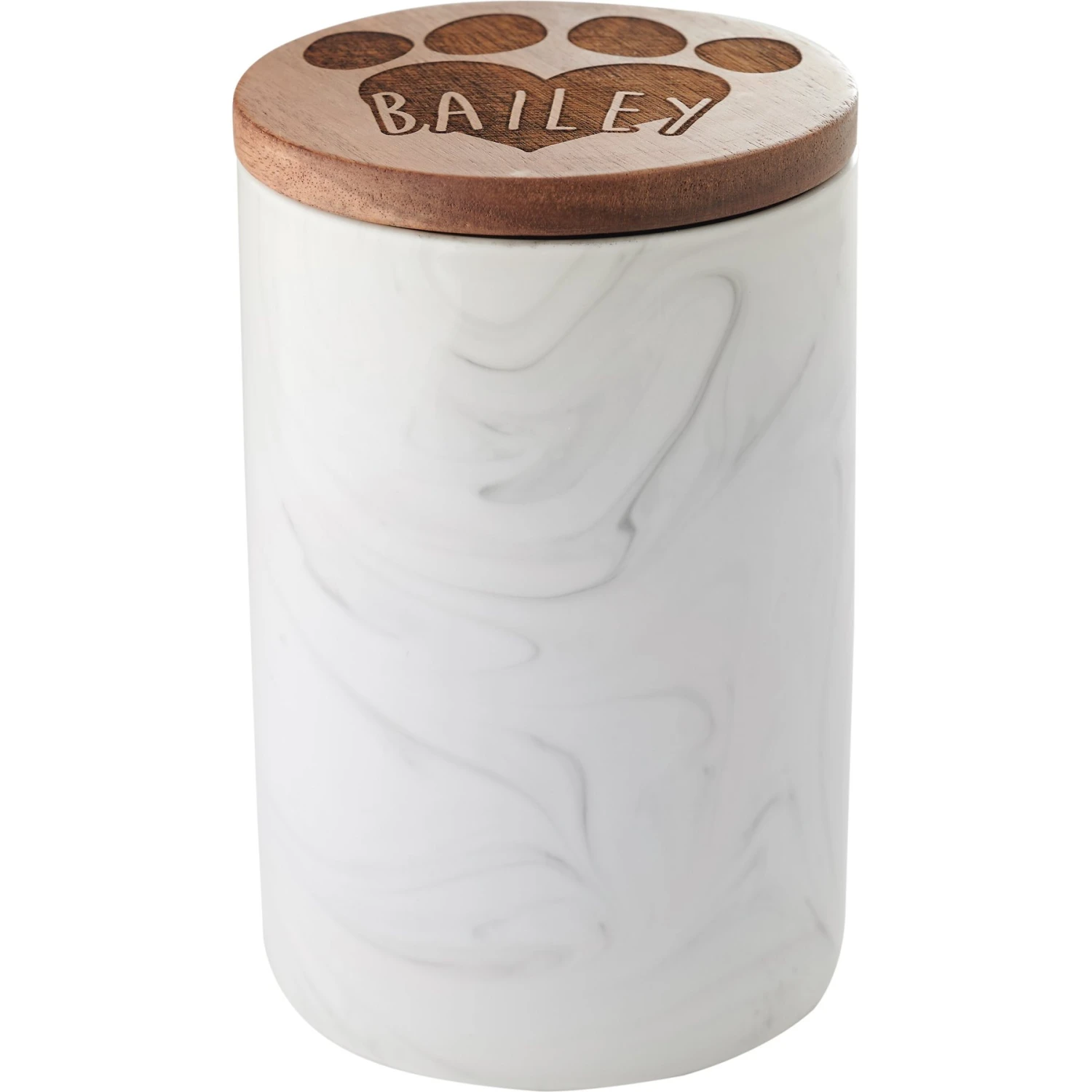 Frisco Ceramic Marble Print Personalized Treat Jar With Wood Lid, 3.75 Cups 6 Frisco Ceramic Marble Print Personalized Treat Jar With Wood Lid, 3.75 Cups - Image 4