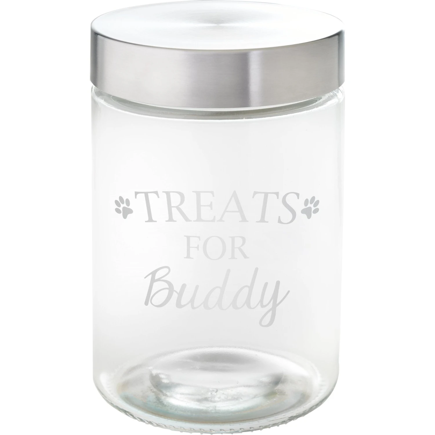 Frisco Paw Print Glass Personalized Treat Jar With Lid, 5 Cup, 40oz 3 Frisco Paw Print Glass Personalized Treat Jar With Lid, 5 Cup, 40oz