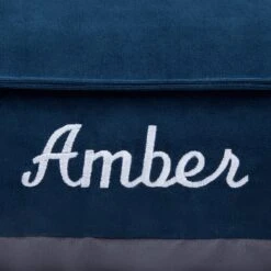 Frisco Personalized Navy Bolstered Bed With Navy Check Bolster -Chewy 311766 PT3. AC SS1800 V1630593998