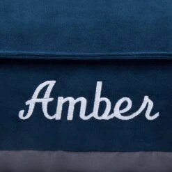 Frisco Personalized Navy Bolstered Bed With Navy Check Bolster, X-Large -Chewy 311768 PT3. AC SS1800 V1630593987