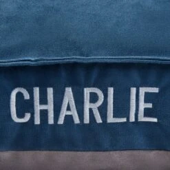 Frisco Personalized Navy Bolstered Bed With Navy Check Bolster, X-Large -Chewy 311768 PT4. AC SS1800 V1630593983