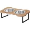 Frisco Premium Wood Elevated Bone Shape Stainless Steel Double Diner Dog & Cat Bowl, 3 Cup -Chewy 331497 MAIN. AC SS1800 V1657656891