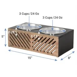 Frisco Premium Wood Elevated Stainless Steel Double Diner Dog & Cat Bowl, Black, 3 Cup -Chewy 331509 PT1. AC SS1800 V1652976218