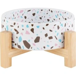 Frisco Elevated Terrazzo Non-skid Ceramic Bowl With Bamboo Stand -Chewy 363375 PT5. AC SS1800 V1657657266