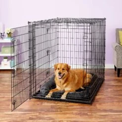 Frisco Heavy Duty Enhanced Lock Double Door Fold & Carry Wire Dog Crate & Mat Kit & MidWest Quiet Time Fleece Dog Crate Mat -Chewy 947398 PT8. AC SS1800 V1693920163